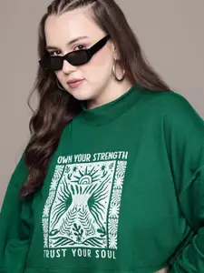 The Roadster Lifestyle Co. Plus Size Printed Crop Sweatshirt