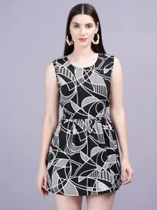 KALINI Geometric Print  Rayon round Neck Women Top