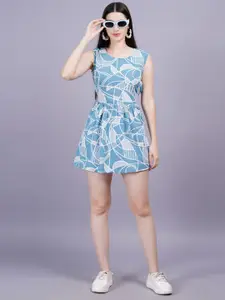 KALINI Geometric Print Rayon round Neck Women Top