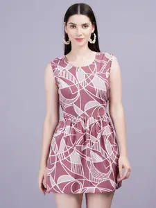 KALINI Geometric Print Rayon round Neck Women  Top