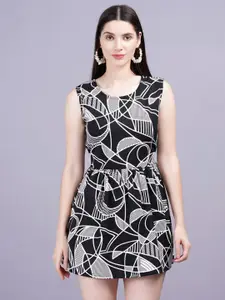 KALINI Geometric Print Rayon round Neck Women Top