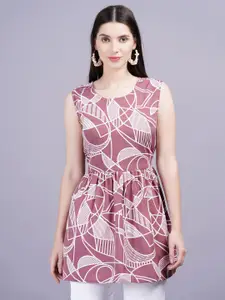 KALINI Geometric Print Rayon round Neck Women Top