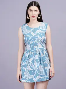 KALINI Geometric Print Rayon round Neck Women Top