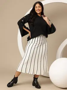 Sztori Plus Size Acrylic Buttoned Sleeves Pullover