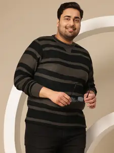 Sztori Plus Size Striped Acrylic Pullover