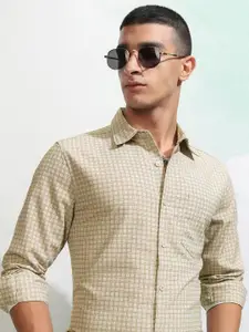 HIGHLANDER Men Textured Printed Checked Casual Shirt