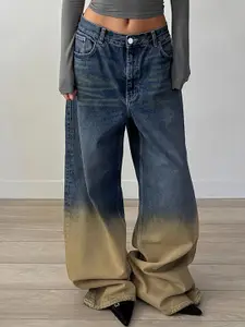 LULU & SKY Women Straight Fit Low Distress Heavy Fade Jeans