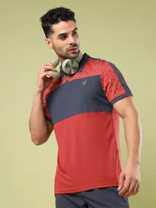Technosport Men Colourblocked Slim Fit Polo UPF50 Sports T-shirt