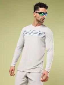 Technosport Men Abstract Printed Round Neck UPF50 Slim Fit T-shirt