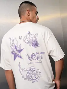 HIGHLANDER Men Round Neck Half Sleeve Over Sized Drop Shoulder T Shirt