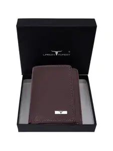 URBAN FOREST Men Leather Three Fold Wallet