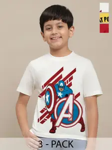 Kids Ville Boys Pack Of 3 Avengers Printed Pure Cotton T-Shirts