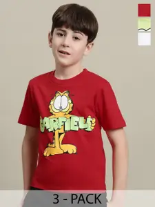 Kids Ville Boys Pack of 3 Garfield Printed Pure Cotton T-Shirts