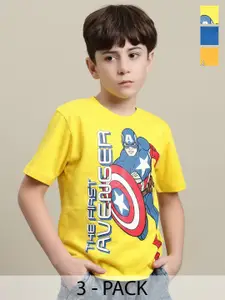 Kids Ville Boys Pack Of 3 Avengers Printed Pure Cotton T-shirt