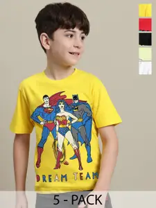 Kids Ville Boys Pack Of 5 DC Comics Printed Pure Cotton T-shirt