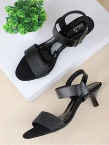 Inc 5 Woven Design Open Toe Kitten Heels