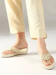 Inc 5 Embellished Woven Design Wedge Heels