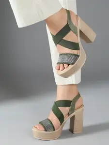 Inc 5 Textured Open Toe Platform Heels