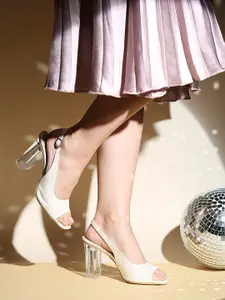 Inc 5 Textured Embellished Open Toe Block Pumps Heels