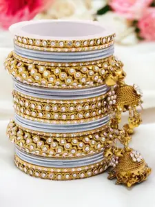 leshya  Set Of 26 Brass Plated Stone Studded Bangles