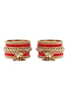 leshya Set Of 26 Brass Plated Stone Studded Jhumki Bangles
