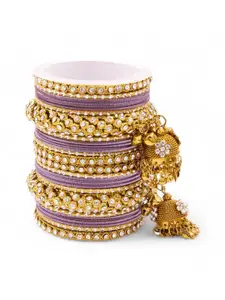 leshya Set Of 26 Brass-Plated Stones-Studded Bangles