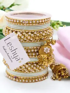 leshya Set Of 26 Stones Studded Jhumki Bangles