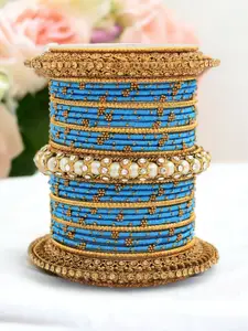 leshya  Set Of 31 Brass-Plated Stone Studded Bangles