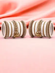 leshya Set Of 50 Brass Plated Stone Studded Bangles