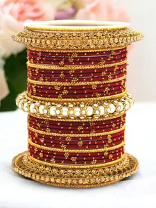 leshya Set Of 31 Stone Studded & Beaded Details Bangles