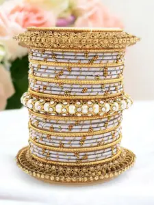 leshya Set Of 31 Brass Plated Stone Studded Bangles