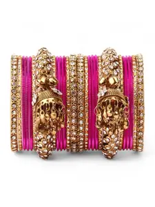 leshya Set Of 26 Brass-Plated Stone Studded Bangles