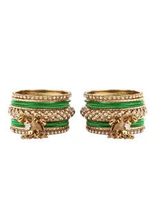 leshya Set Of 26 Brass-Plated Stone Studded Bangles