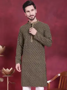 Jompers Geometric Embroidered Thread Work Floral Kurta