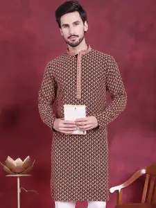 Jompers Geometric Embroidered Thread Work Floral Kurta