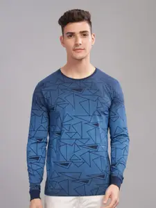 ADRO Men Geometric Printed Round Neck T-shirt
