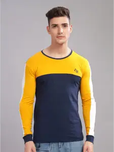 ADRO Men Solid Colourblocked Round neck T-shirt