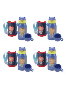 Kuber Industries Blue & Pink Set of 4 Stainless Steel Printed Water Bottle