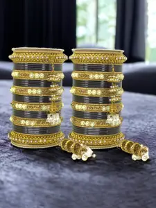 leshya Set Of 76 Brass Plated Stone Studded Bangles