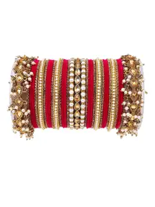 leshya Set Of 66 Brass-Plated Stone Studded Bangles