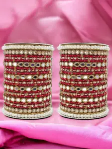 leshya Set Of 46 Brass-Plated Stone-Studded Bangles