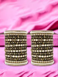 leshya Set of 46 Brass Plated Stone Studded Bangles