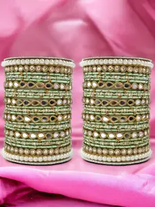 leshya Set Of 46 Brass-Plated Stone-Studded Bangles