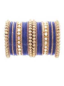 leshya Set Of 32 Brass-Plating & Stone-Studded & Beaded Bangles