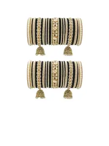 leshya Set Of 78 Brass Plated Stones Studded Bangles