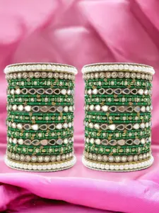 leshya Set Of 46 Brass-Plated Stone-Studded & Beaded Bangle