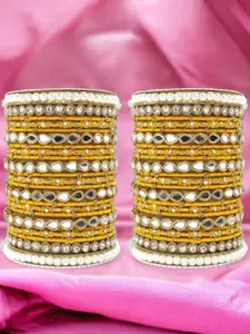 leshya Set Of 46 Brass-Plated Stone-Studded & Beaded Bangle