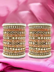 leshya Set of 46 Brass Plated  & Stone-Studded Bangles