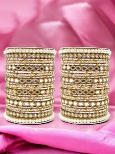 leshya Set Of 46 Brass-Plated Stone-Studded Bangles