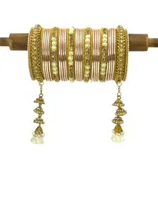 leshya Set Of 76 Brass-Plated Stone Studded Bangles